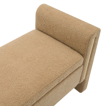 Modern Teddy Bed End Bench With Arms And Storage, Upholstered Large Foot Rest Stool, Comfy Window Vanity Bench For Living Room, Dorm, Coffee Table, Teddy - Coffee