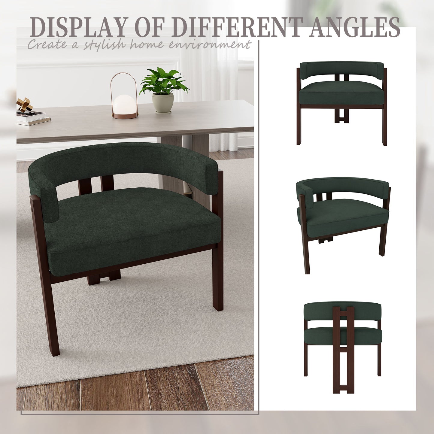 Modern Accent Chair Teddy Upholstered Armchair With Open Back 3 Legs Barrel Dining Chair Comfy Side Chair (Set of 2) - Emerald
