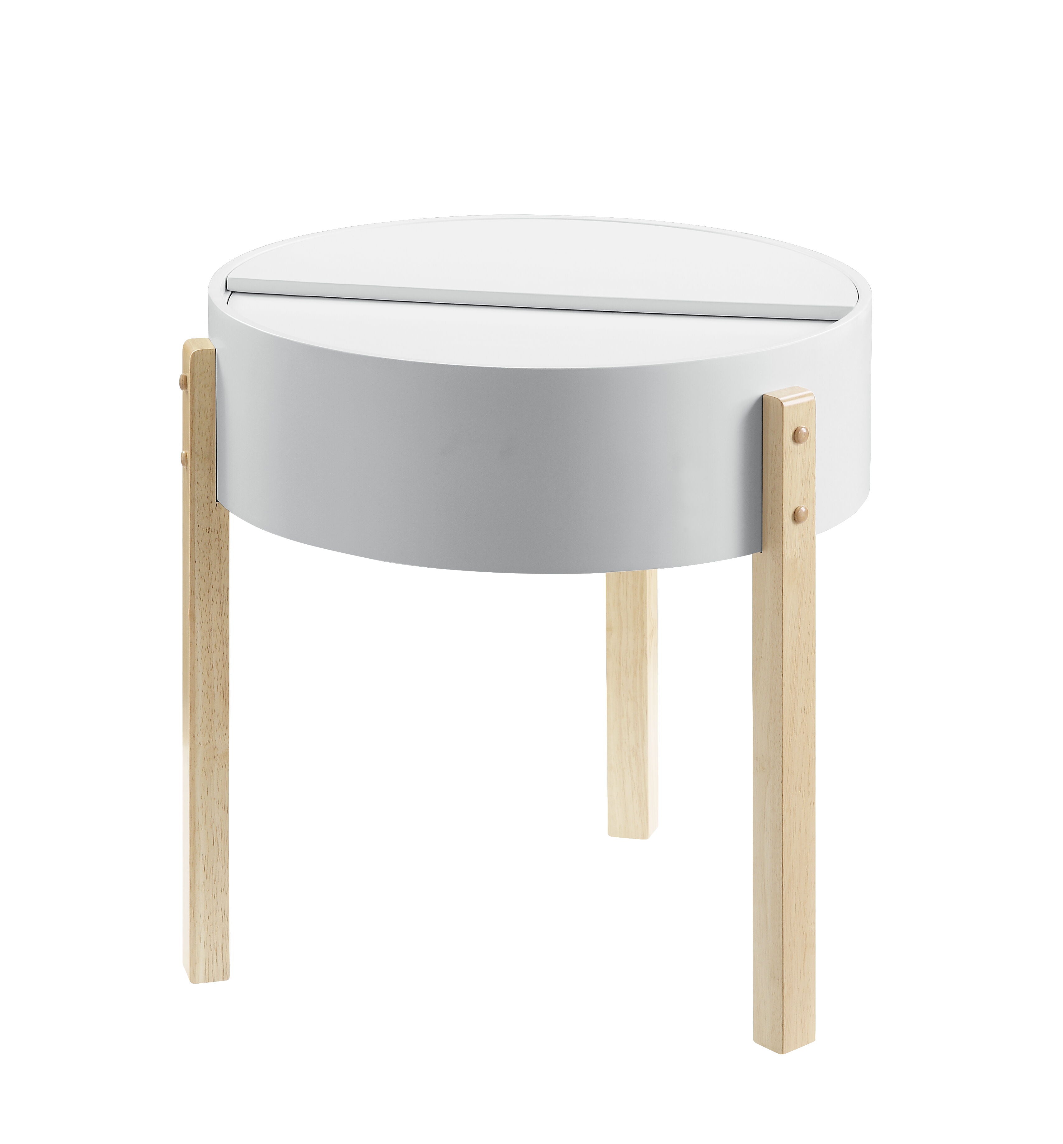 Bodfish - Round End Table - White / Natural