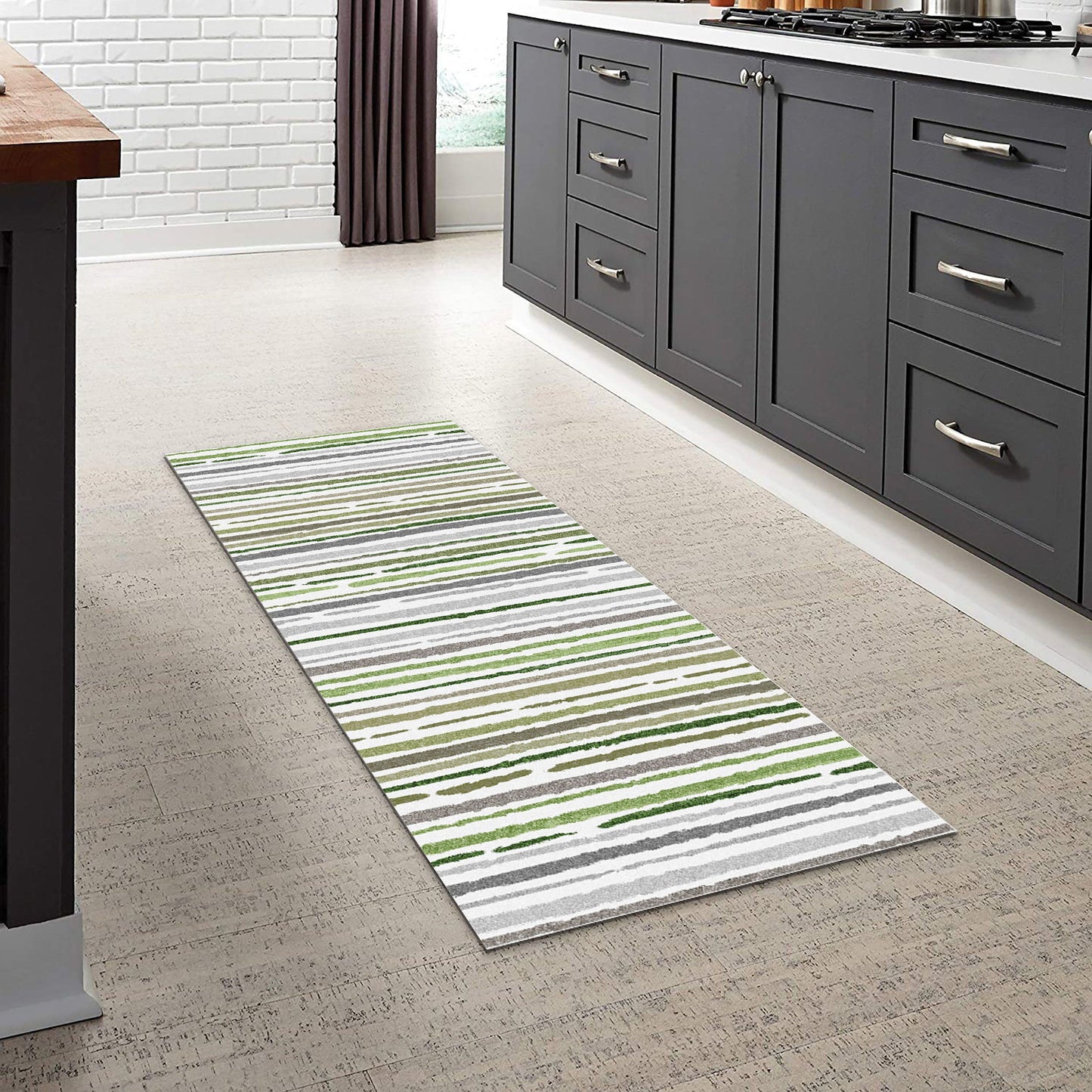 Sphinx - Indoor & Outdoor Washable Non - Slip Runner Rug - Beige Multi / Green Multi