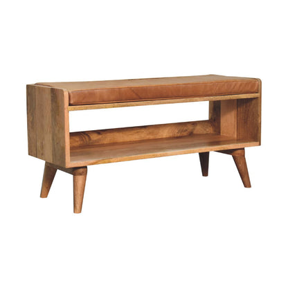 Bench With Leather Seatpad - Oak
