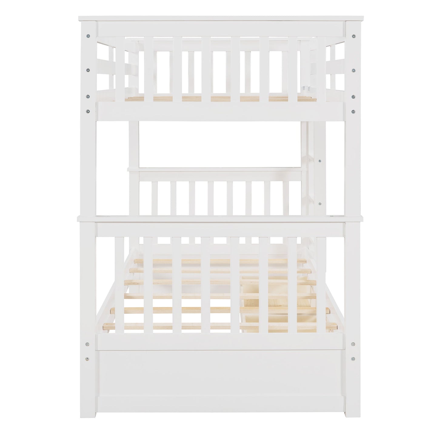 Twin Over Twin Bunk Bed With Ladders And 2 Storage Drawers - White