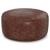 Connor - Round Coffee Table Pouf - Distressed Brown