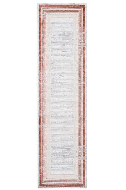 Marfi - 2' X 8' Bordered Runner Rug - Brown / Ivory