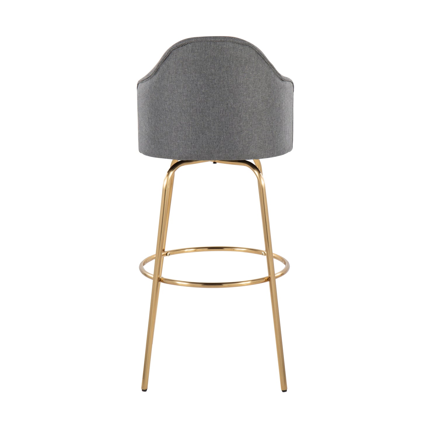 Ahoy - Contemporary Fixed Height Bar Stool Round Gold Footrest (Set of 2) - Gray / Gold