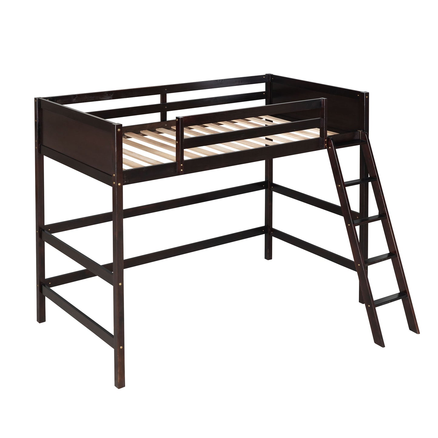 Twin Size Loft Bed With Ladder - Espresso