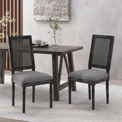 French Country Dining Chair Set With Upholstered Seats And Weathered - Gray