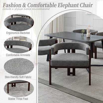 Modern Accent Chair Teddy Upholstered Armchair With Open Back 3 Legs Barrel Dining Chair Comfy Side Chair (Set of 2) - Gray
