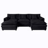 Modular Sectional Sofa, Oversized Deep Seat U Shaped Couch Set With Movable Ottomans, Chenille - Black