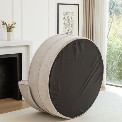 Modern Oversized Round Barrel Accent Chair With Ottoman - Velvet Upholstered Lounge Armchair With 5 Pillows For Living Room Or Bedroom - Gray