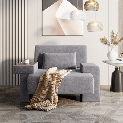 Modern Oversized Armchair, Wide Mid-Century Chair With Pillow Upholstered, Sturdy Wood Frame & Soft Cushion For Living Room - Gray