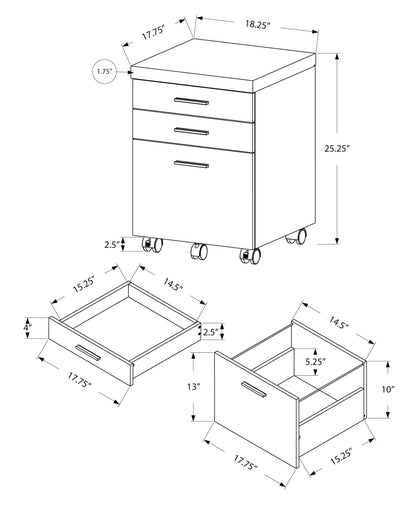 File Cabinet, Rolling Mobile, Storage Drawers, Printer Stand, Office, Contemporary & Modern - Gray