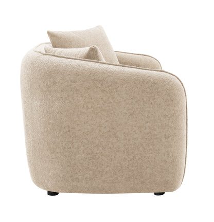 Keith - Chenille 3 Piece Living Room Set (Comes With Matching Color Toss Pillows) - Beige