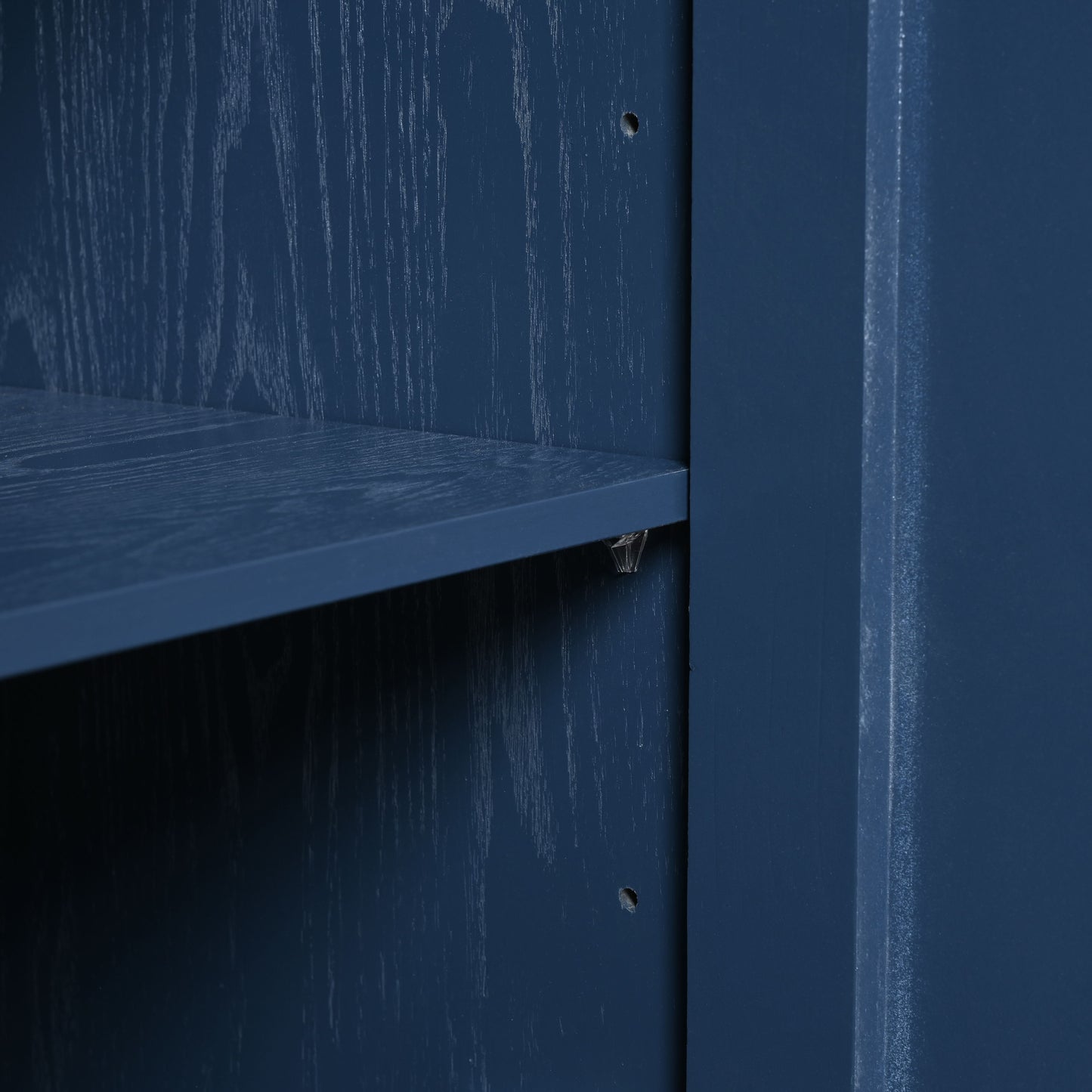 Elegant Sideboard With Sophisticated Wavy Pattern Doors And Arched Groove Design, Adjustable 4 Door Layout - Navy Blue