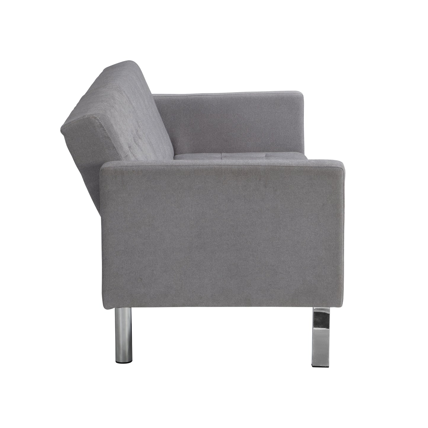 Futon Sofa Bed Convertible Folding Lounge Couch, Armrests - Light Gray