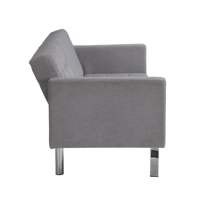 Futon Sofa Bed Convertible Folding Lounge Couch, Armrests - Light Gray