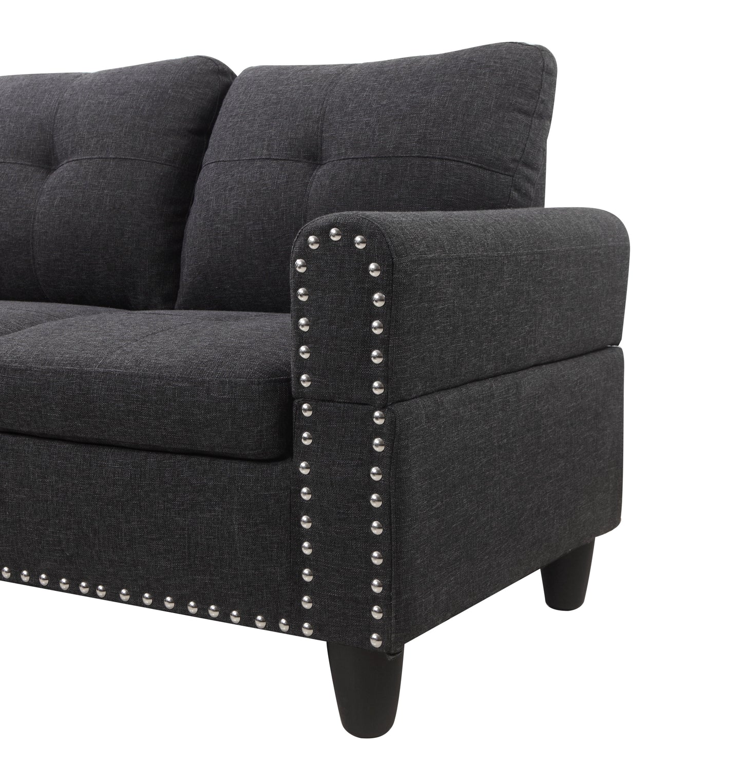 Alger - 98" Wide Left Hand Facing Sofa & Chaise With Ottoman - Charcoal Gray