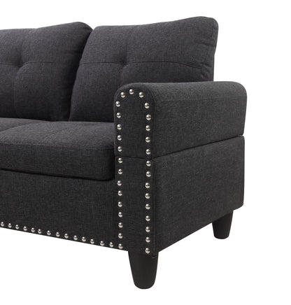 Alger - 98" Wide Left Hand Facing Sofa & Chaise With Ottoman - Charcoal Gray