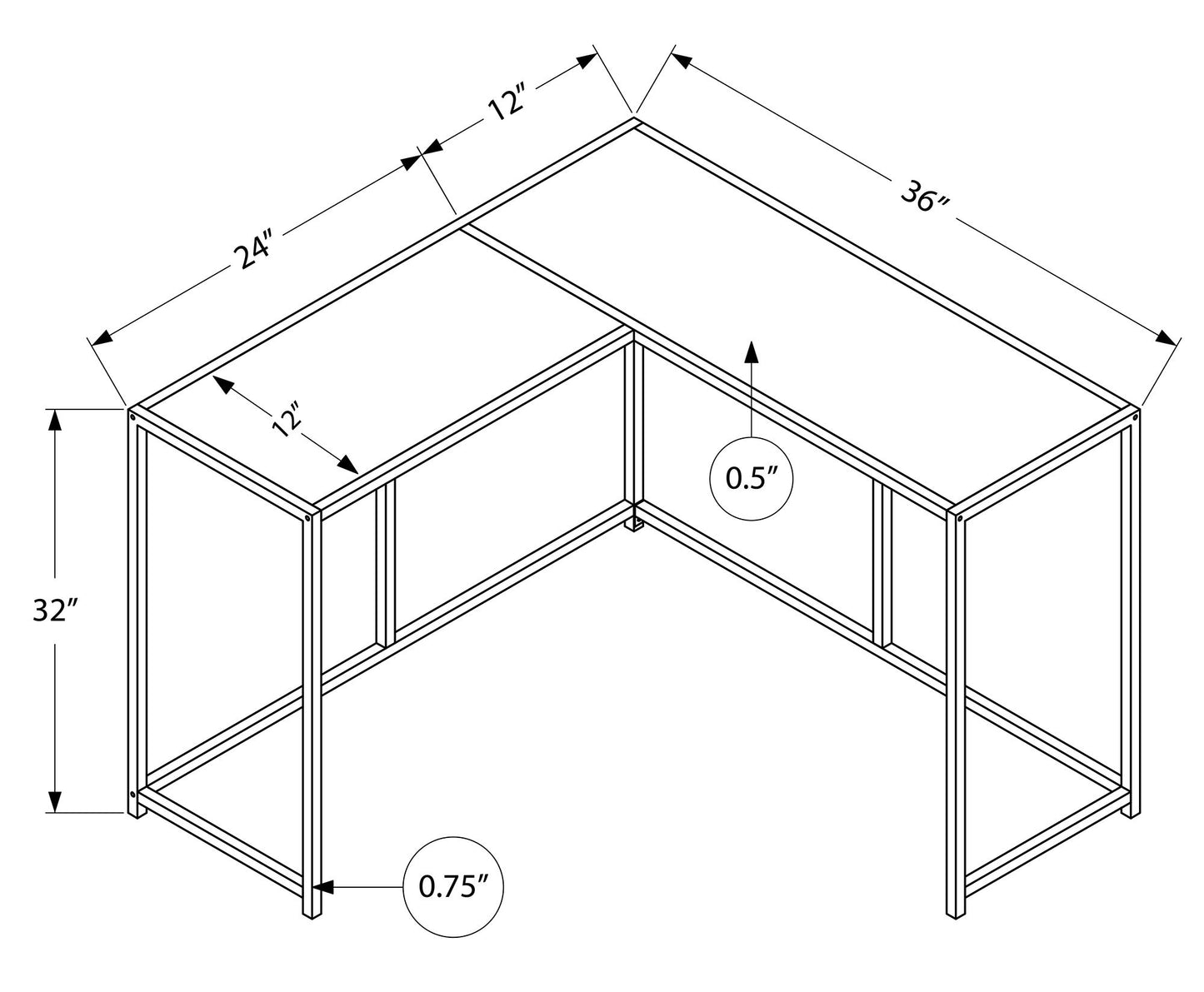 Corner Accent Console Table For Entryway, Contemporary Stylish - Gray