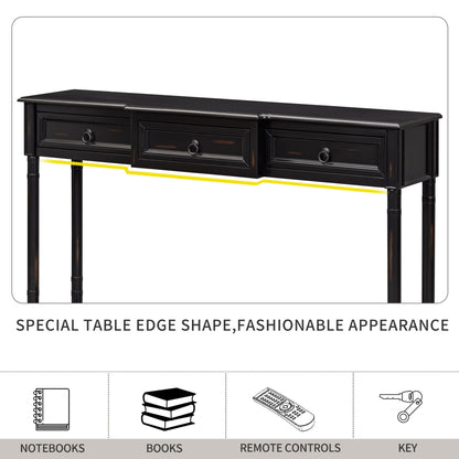 Console Table Sofa Table With Drawers For Entryway With Projecting Drawers And Long Shelf - Espresso