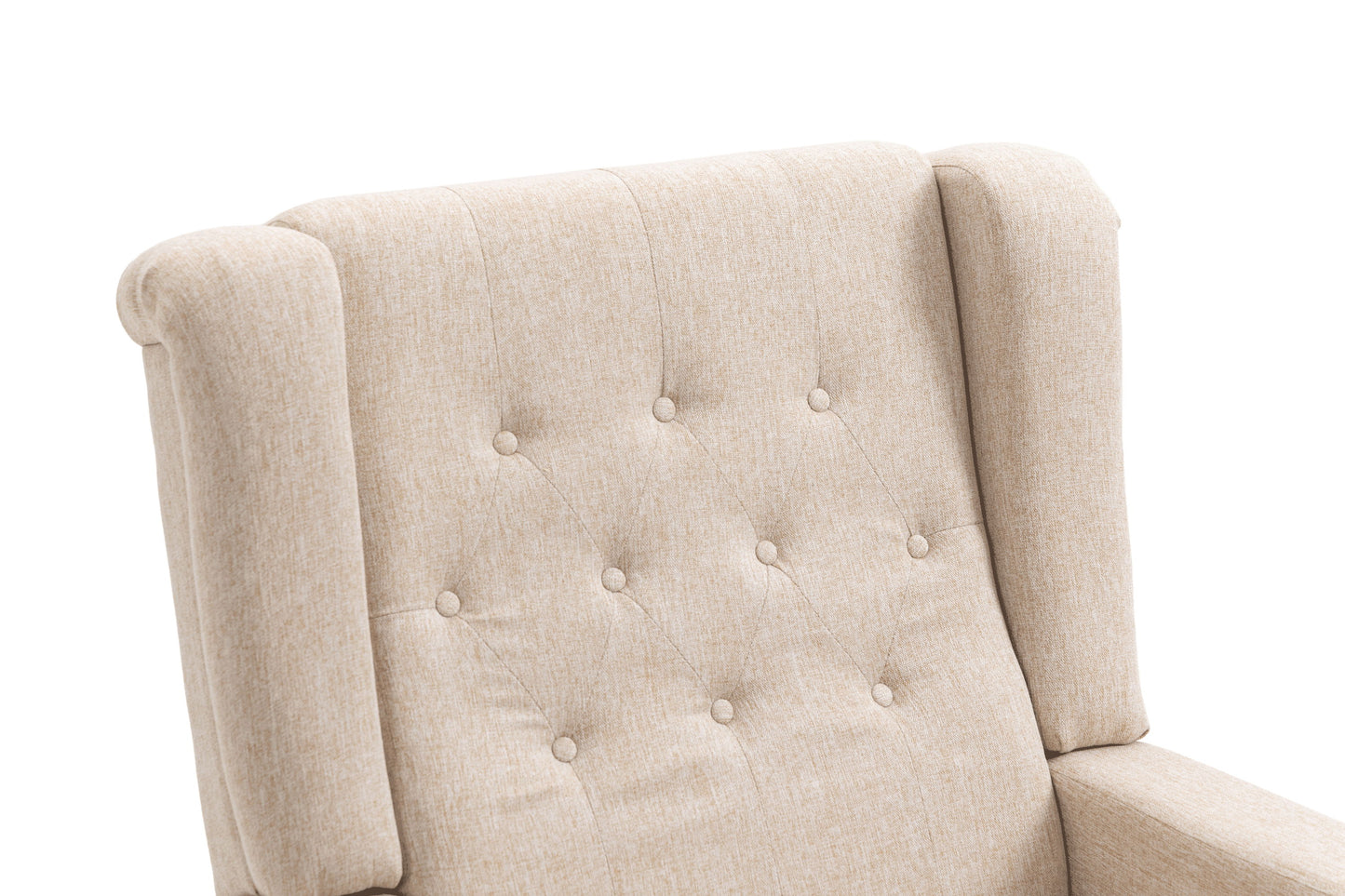 Arm Pushing Recliner Chair, Modern Button Tufted Wingback Push Back Recliner Chair, Living Room Chair Fabric Pushback Manual Single Reclining Sofa Home Theater Seating For Bedroom - Khaki / Yellow