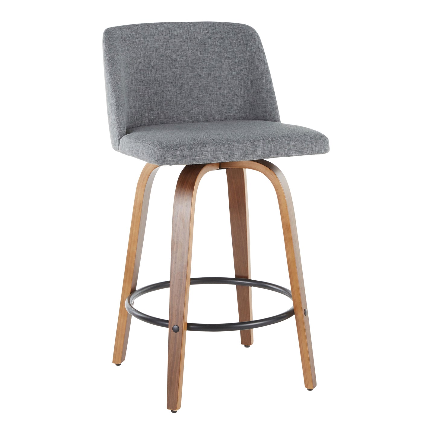 Toriano - Mid-Century Modern Counter Stool (Set of 2) - Walnut / Gray