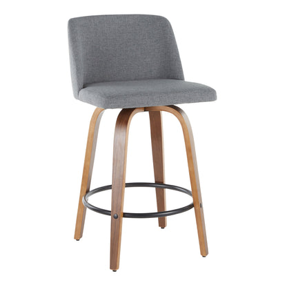 Toriano - Mid-Century Modern Counter Stool (Set of 2) - Walnut / Gray