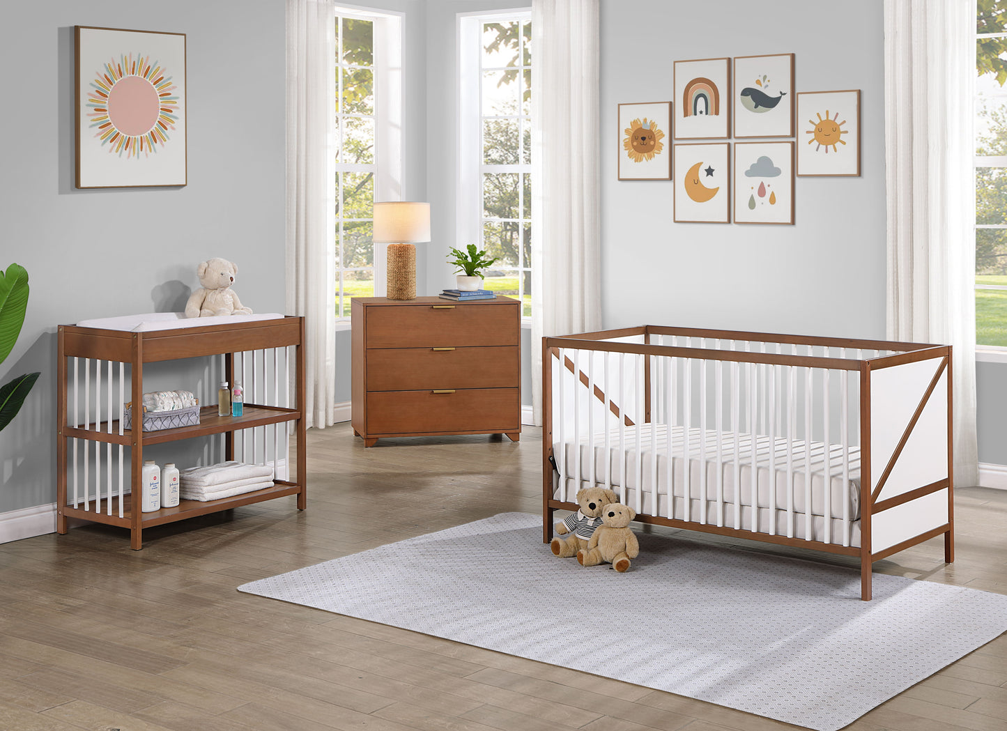 Pixie Zen - 3 In 1 Crib - Walnut / White