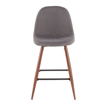 Pebble - Mid-Century Modern Counter Stool (Set of 2) - Walnut / Charcoal