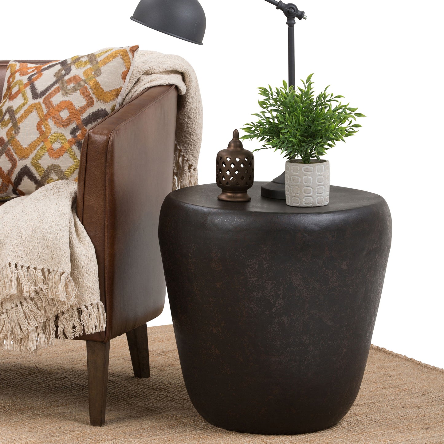 Garvy - Metal Side Table - Rustic Bronze