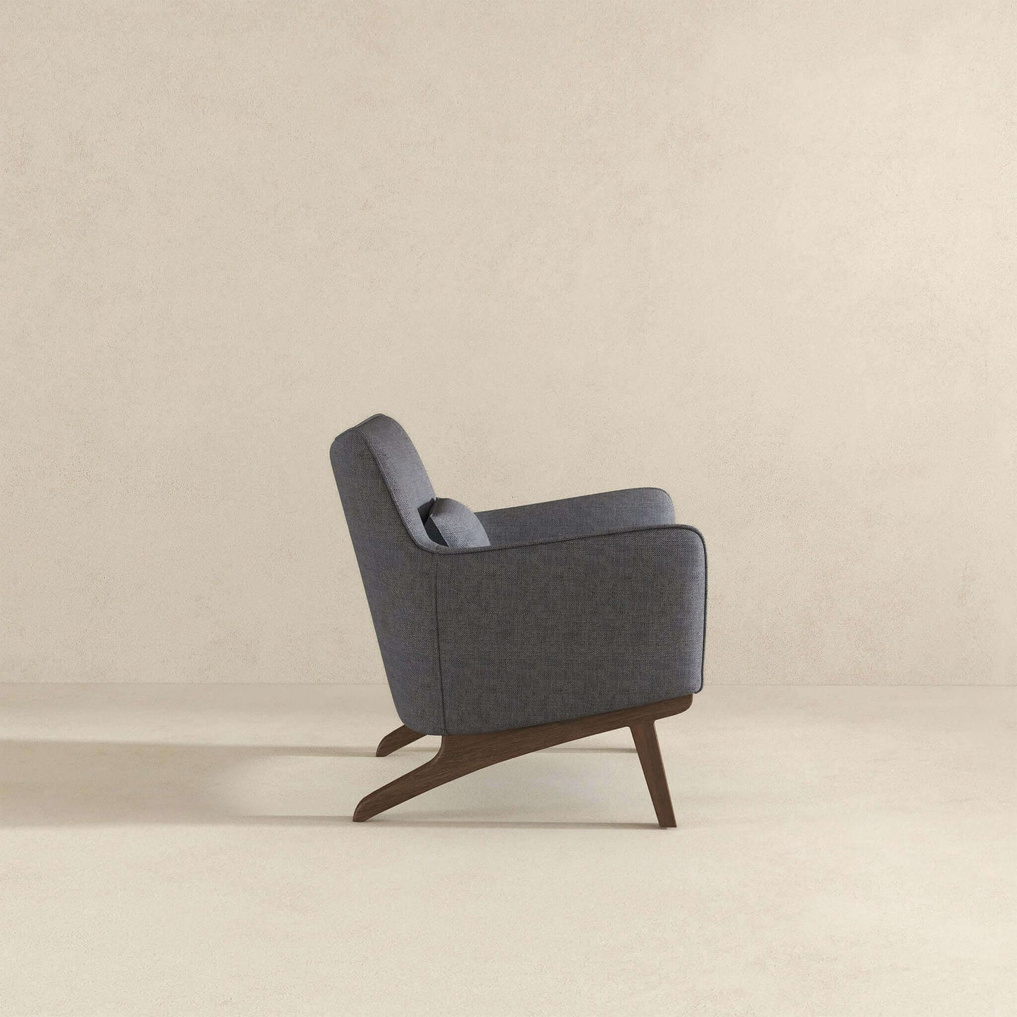 Brayden - Mid-Century Modern Side Linen Armchair - Gray / Wood