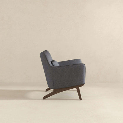 Brayden - Mid-Century Modern Side Linen Armchair - Gray / Wood