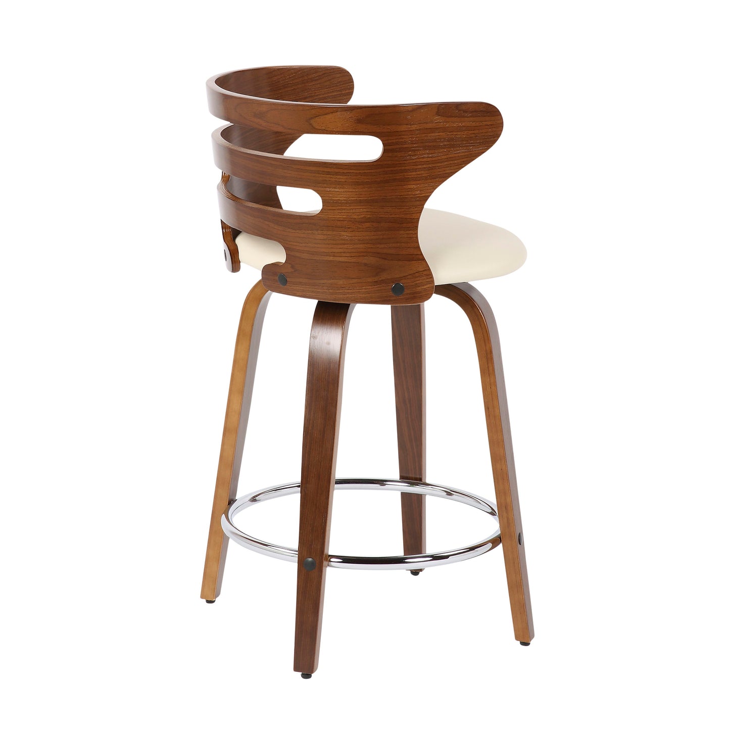 Cosini - Mid-Century Modern Counter Stool With Swivel (Set of 2) - Walnut / Cream