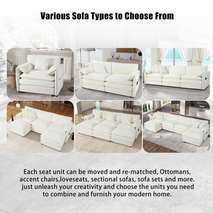 Oversized Recliner Chair With Movable Ottoman, Soft Chenille Upholstered Lounge Chair - Beige