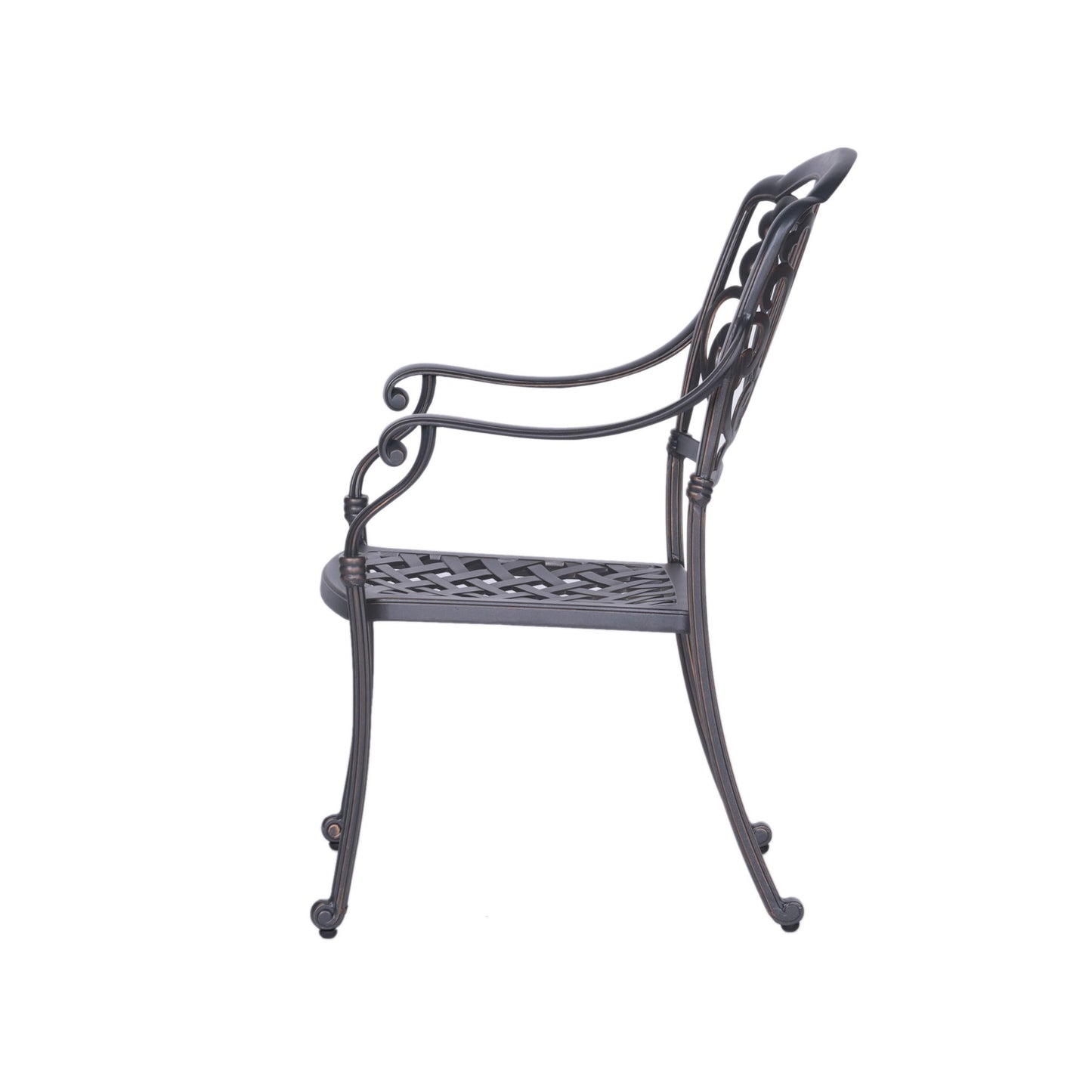 Patio Outdoor Aluminum Dining Armchair With Cushion (Set of 2) - Cast Silver
