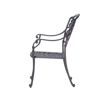Patio Outdoor Aluminum Dining Armchair With Cushion (Set of 2) - Cast Silver