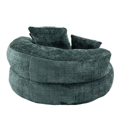 Chenille High Back Bean Bag Chair Couch With 3 Pillows, Indoor & Outdoor, Single Gaming Sofa For Bedroom - Emerald