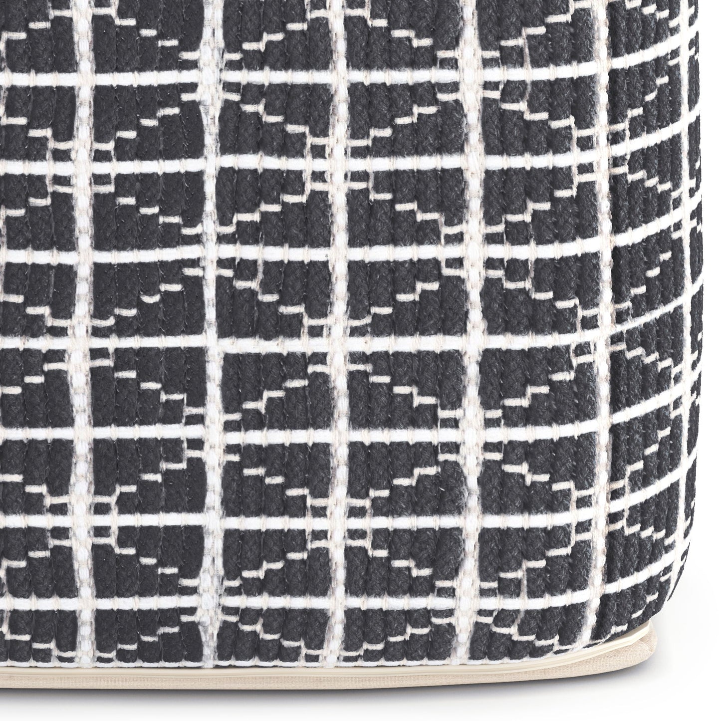 Noreen - Square Pouf - Slate Gray / White