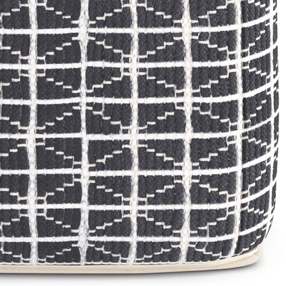 Noreen - Square Pouf - Slate Gray / White