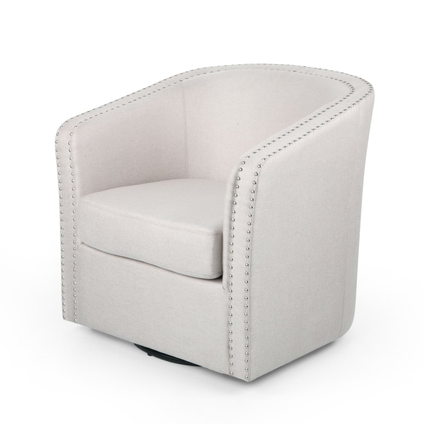 Riverbed - Upholstered Swivel Chair With Nailhead Trim And Sloped Arms - Wheat