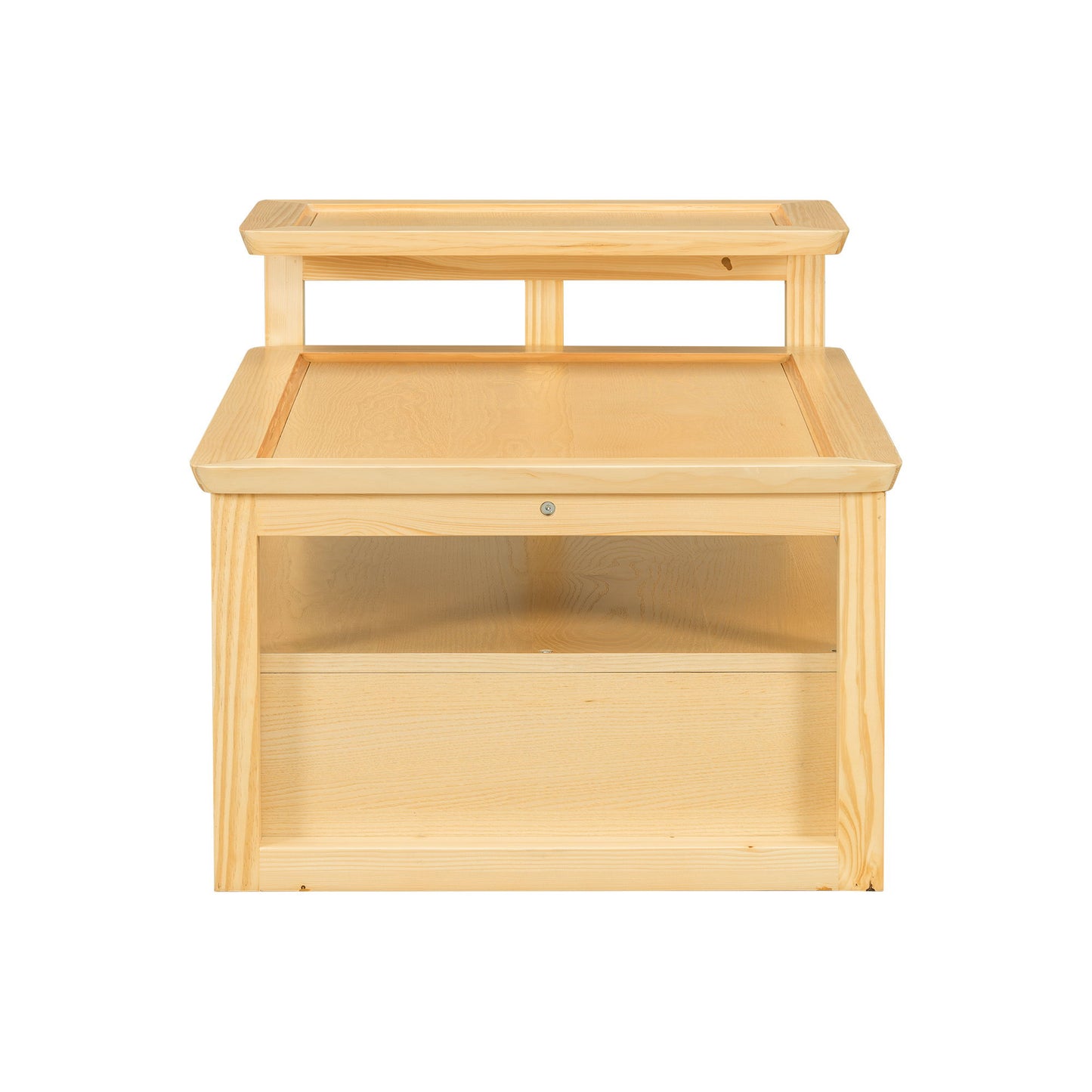Modern Coffee Table, Coffee Table With 1 Storage Shelf, 2 Tabletops And 1 Rattan Drawer For Living Room - Natural