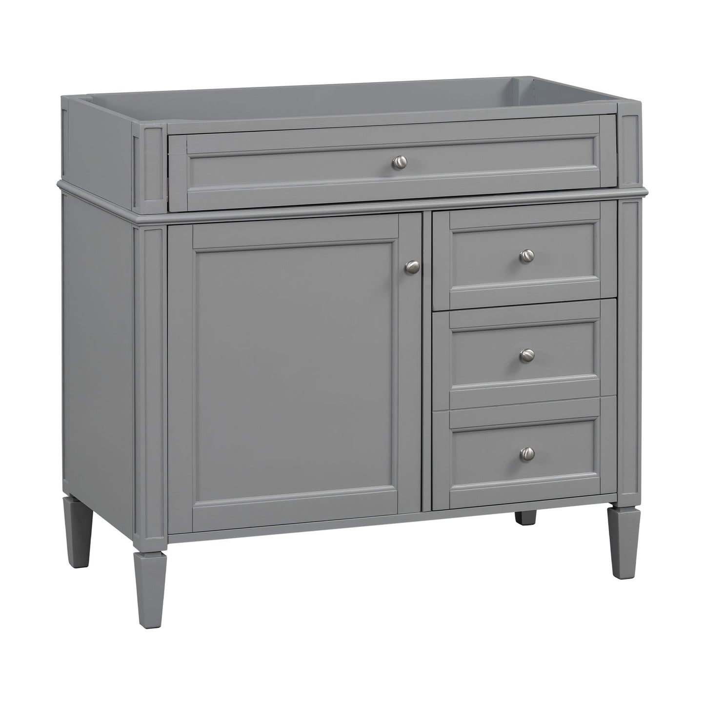 Bathroom Vanity Without Top Sink, Modern Bathroom Storage Cabinet With 2 Drawers And A Tip-Out Drawer, Frame (Not Include Basin Sink) - Gray