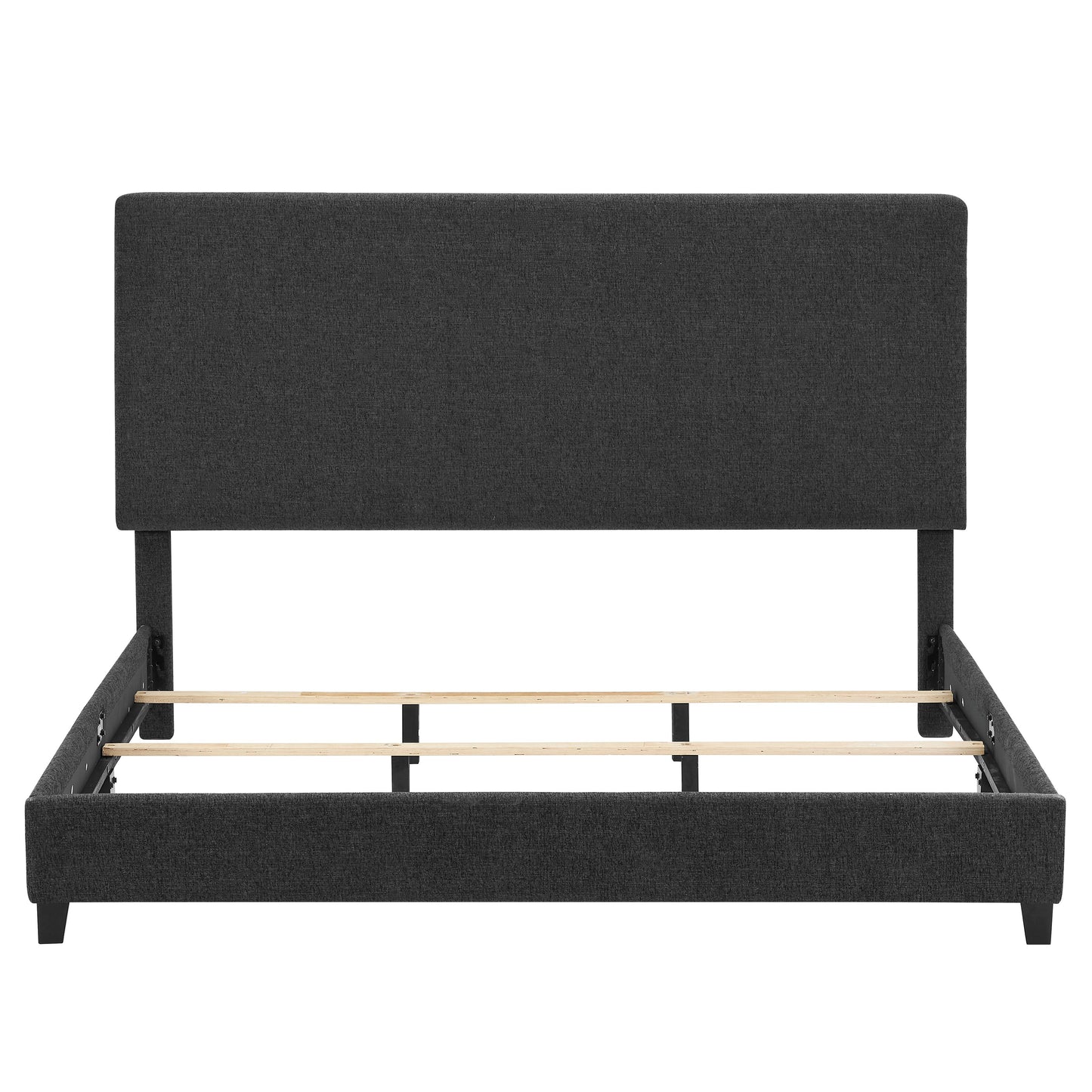 King Size Upholstered Platform Bed - Charcoal Gray