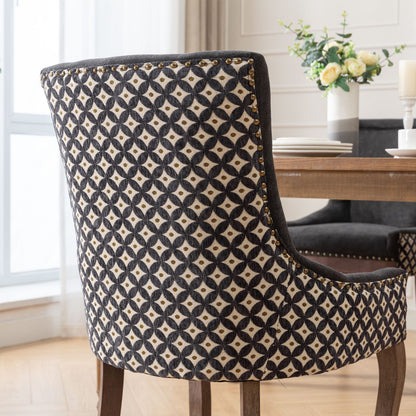 Ultra Side Dining Chair, Thickened Fabric Chairs With Neutrally Toned Solid Wood Legs, Bronze Nail Head (Set of 2) - Blue