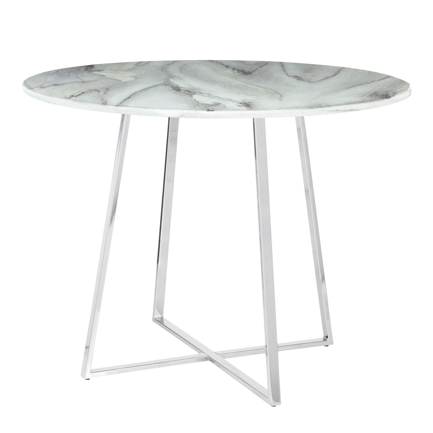 Cosmo - Contemporary / Glam Dining Table - Chrome / White