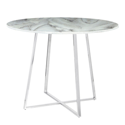 Cosmo - Contemporary / Glam Dining Table - Chrome / White