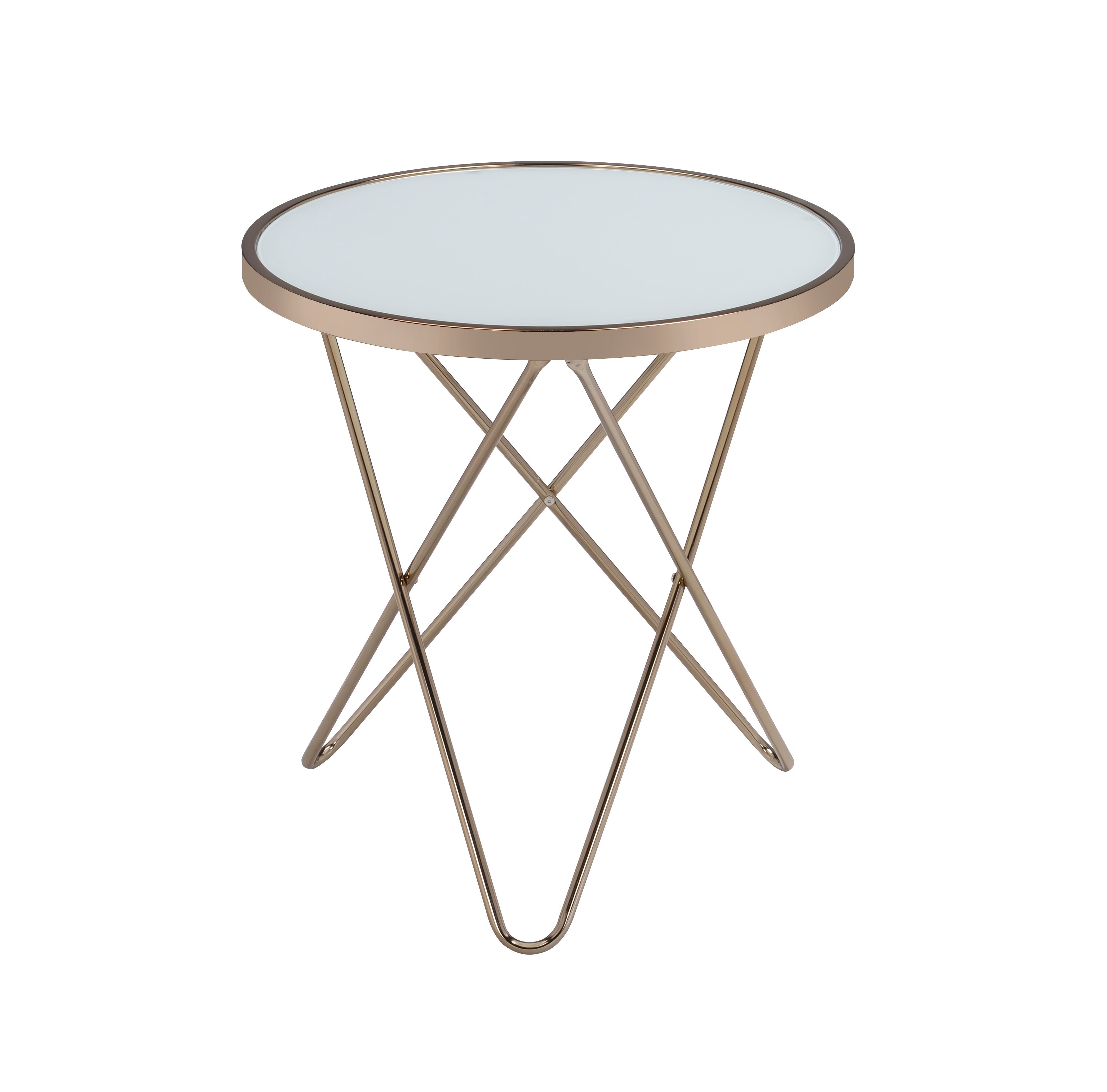 Valora - Glass Top End Table - Champagne