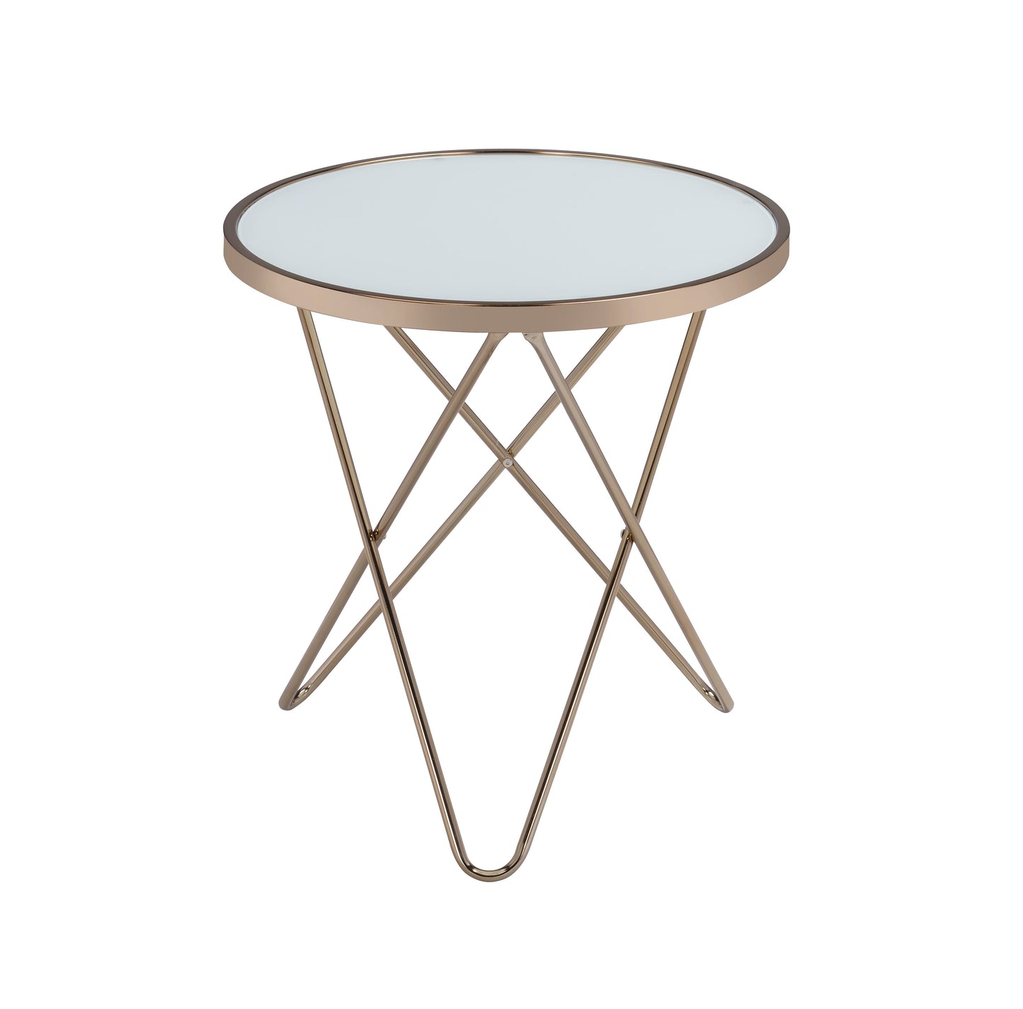 Valora - Glass Top End Table - Champagne