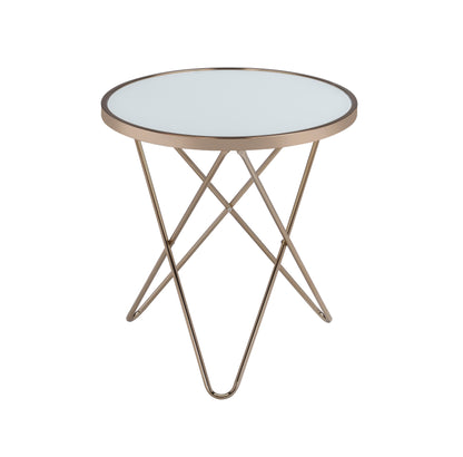 Valora - Glass Top End Table - Champagne