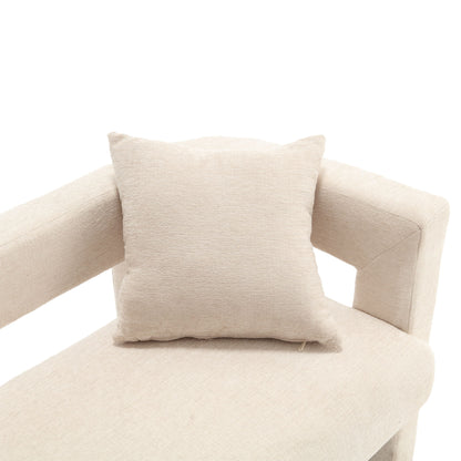 Modern Loveseat Sofa, Comfy Upholstered 2 Seater Sofa - Beige